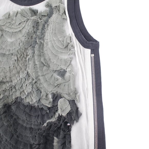 Barbara Bui Top Women XS Cotton Silk Ruffle Sleeveless Side Zip Crew Neck - Picture 10 of 11